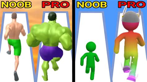 Noob Vs Pro In Muscle Rush Vs Noob Vs Pro In Giant Rush Youtube
