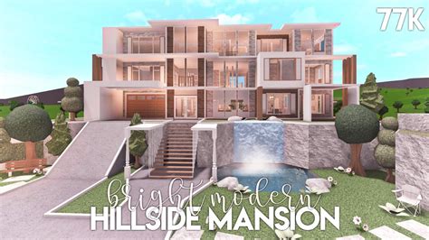 Bright Modern Hillside Mansion Bloxburg Build Youtube