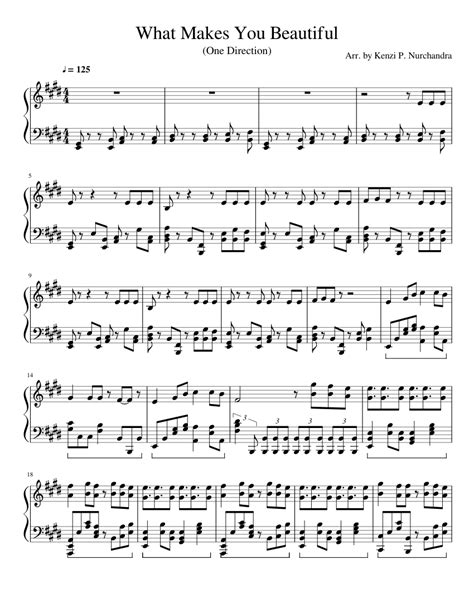 What Makes You Beautiful One Direction For Solo Piano Sheet Music