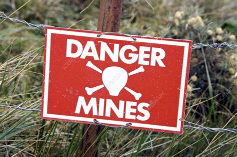 Mine Warning Sign Stock Image T1670206 Science Photo Library
