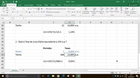 taxa de juros equivalente no excel juros compostos youtube