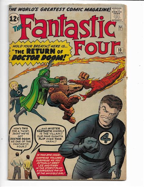 Fantastic Four 10 Vg 40 3rd Appearance Of Doctor Doom 1963 Ebay