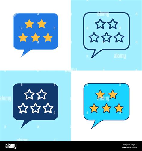 Customer Review Icon Set In Flat And Line Style User Feedback Concept Symbol Vector