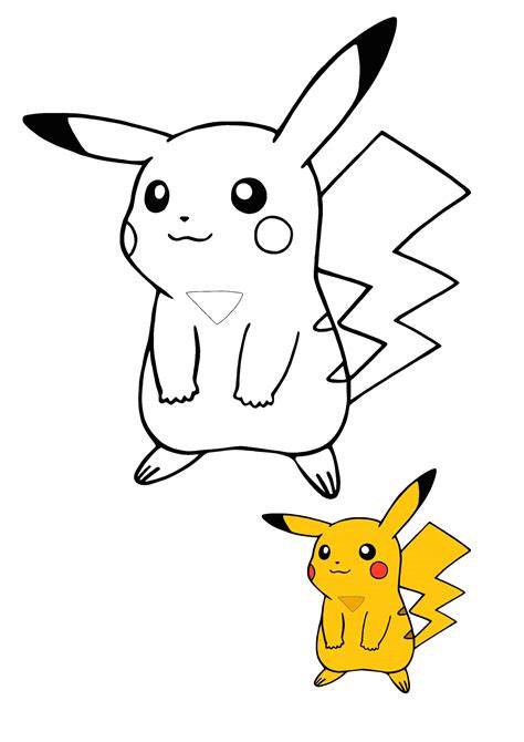Kawaii Pikachu Coloring Page With Preview Pikachu Coloring Page