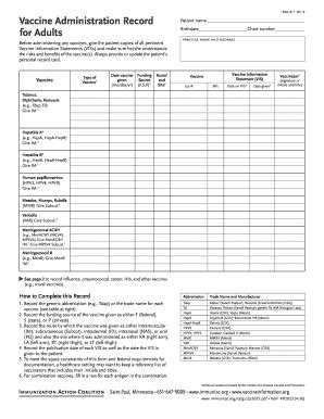 Best Ideas For Coloring Printable Adult Immunization Record