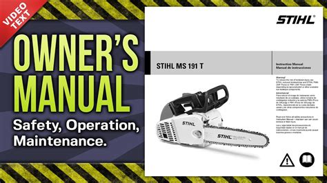Owners Manual Stihl Ms 191 T Chain Saw Youtube
