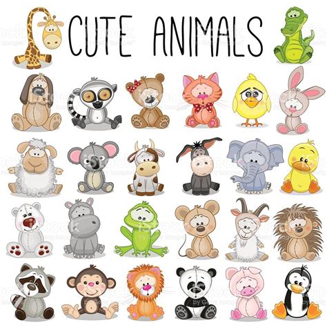 Set Of Cute Animals Vector Id507108822 1024×1024 Píxeles Dibujos