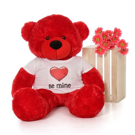4ft Life Size Valentines Day Teddy Bear Wearing ‘be Mine Shirt Choose Your Favorite Fur