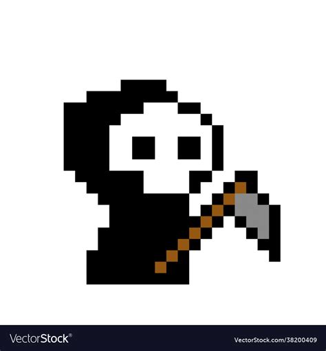 Pixel Ghost Grim Reaper For 8 Bit Game Assets Vector Image