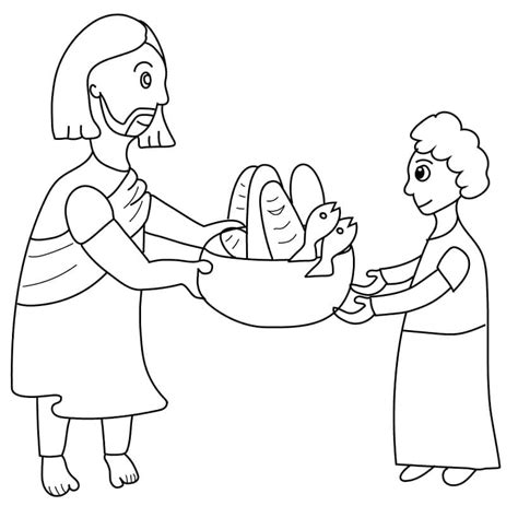 Jesus Feeds 5000 People Coloring Page Download Print Or Color Online