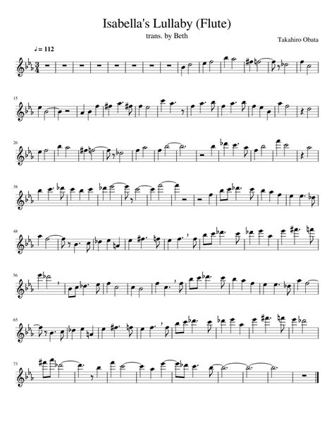 Isabellas Lullaby Flute Sheet Music For Flute Solo