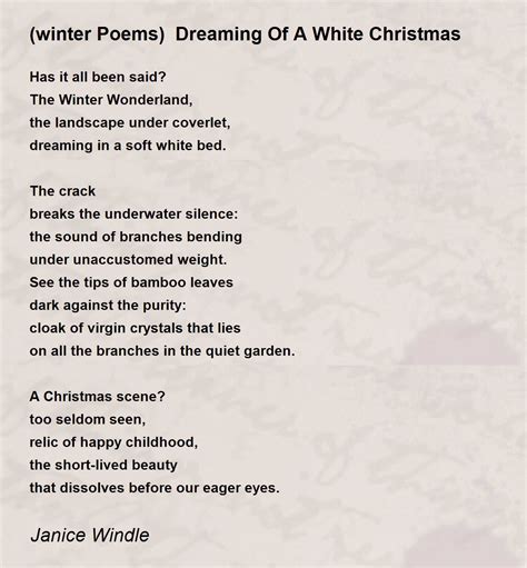 Winter Poems Dreaming Of A White Christmas Winter Poems Dreaming
