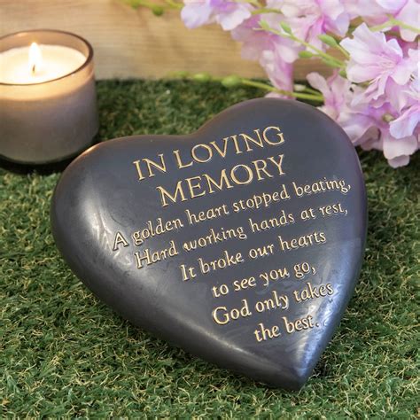 Thoughts Of You Grey Heart Graveside Memorial Plaque In Loving Memory