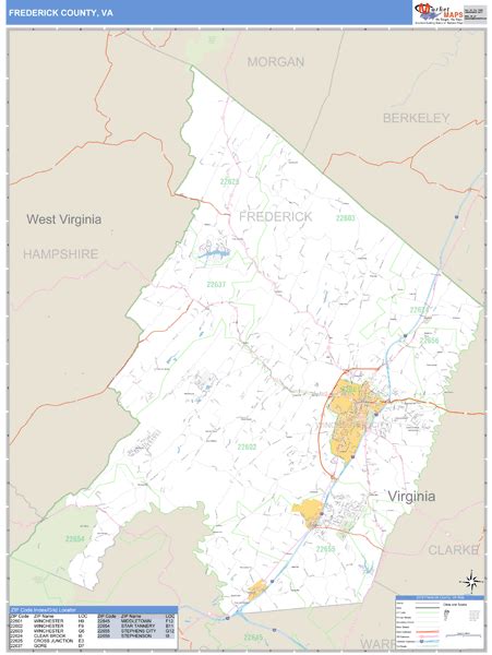 Frederick County Virginia Zip Code Wall Map