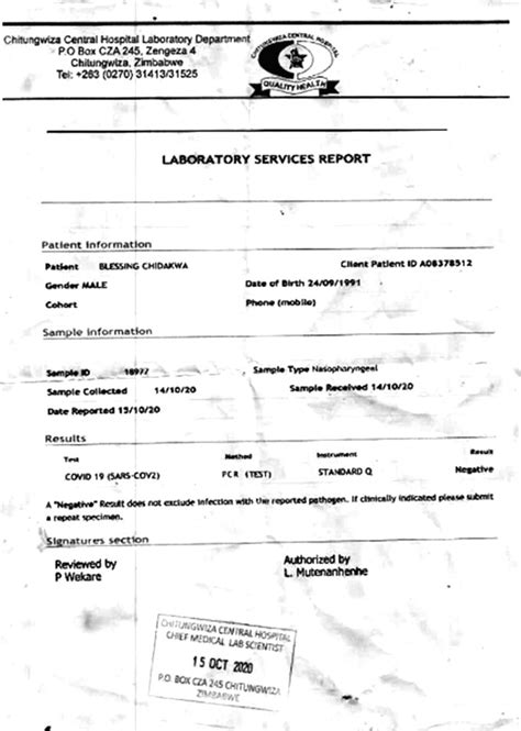 Testo manufactures and calibrates instrumentation for a wide variety of applications, including hvac, refrigeration, combustion and emissions testing, catering, food. Fake Covid-19 test certificate scam exposed - Zimbabwe ...