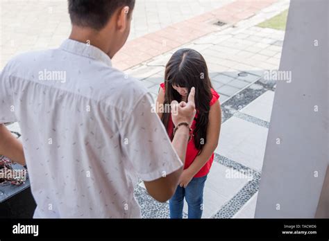 Angry Father Scolding Daughter Stock Photo Alamy
