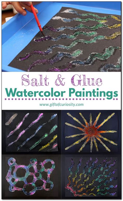 Salt And Glue Watercolor Paintings Preschool Art Activities Process