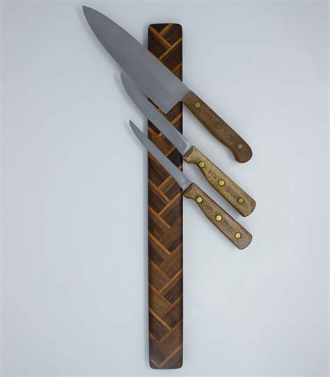 Herringbone Wood Magnetic Knife Holder Walnut And Cherry Rockford