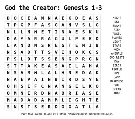 Download Word Search On God The Creator Genesis 1 3