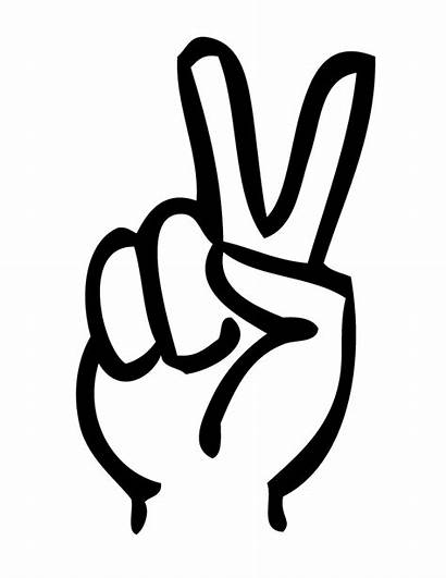 Fingers Peace Finger Clipart Coloring Sign Flag