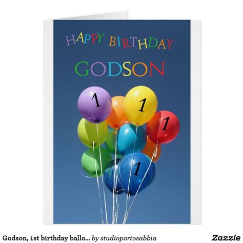 godson 1st birthday balloons zazzle 1st birthday balloons birthday greeting cards happy