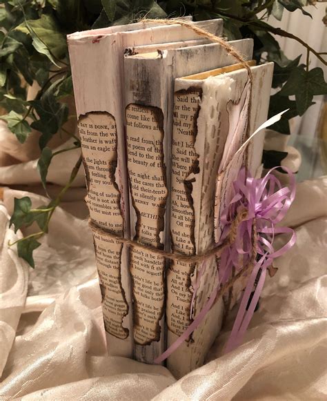 Shabby Chic Books Book Bundle Distressed Stack Of Books Farmhouse