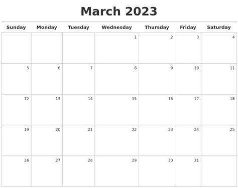 March 2023 Calendar Maker