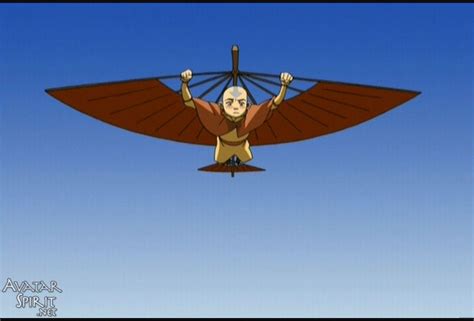 Avatar Aang Flying On His Glider And Searching For Appa