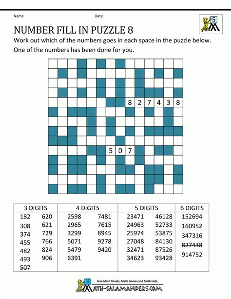 Free Printable Number Puzzles For Adults