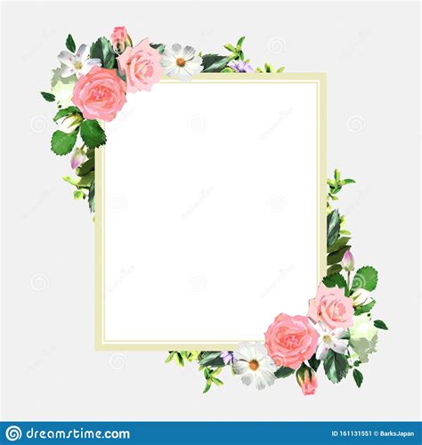 Floral Square Wreath Frame Template Stock Image Image Of Greeting