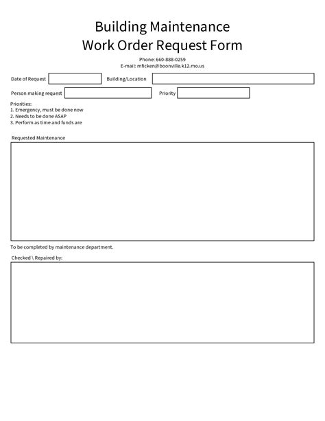 Free Printable Maintenance Work Order Forms Printable Form Templates