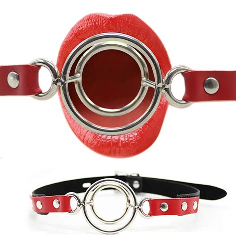 Bdsm Double O Ring Ball Gags Breathable Mouth Gag Fetish Lock For Women Men Leather Oral