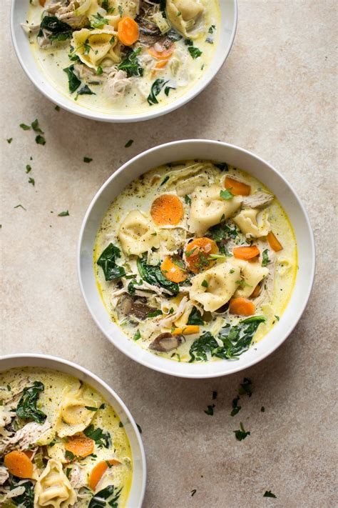 Creamy Spinach Tortellini Soup With Chicken • Salt And Lavender