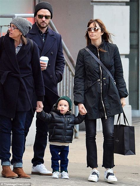 justin timberlake and jessica biel wrap up warm with son silas as they explore nyc daily mail