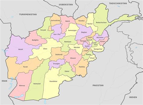 Carte Des Provinces De Lafghanistan