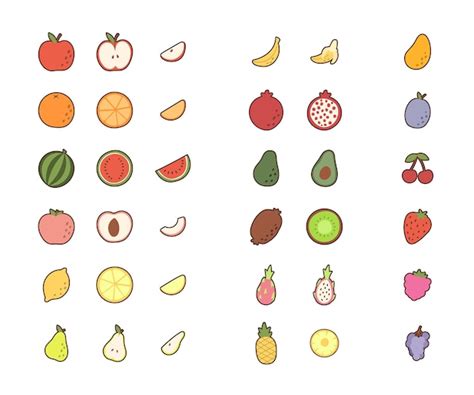 Premium Vector Collection Fruits In Flat Style Apple Orange