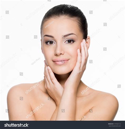 Beautiful Woman Cares Skin Face Posing Stock Photo 131932112 Shutterstock