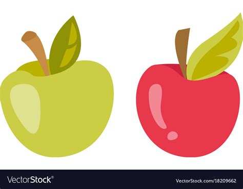 Green And Red Apple Cartoon Royalty Free Vector Image