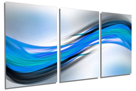 Metal Print Abstract Art Blue Wave Wall Art Abstract Wave Etsy