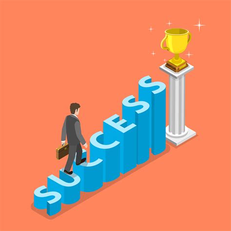 Business Manw Alking Up To Stairs Spelling Success 1221982 Vector Art