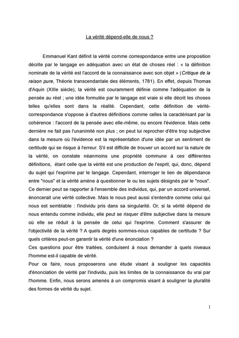 Exemple De Dissertation Philosophique Sur La VÃ©ritÃ© Itamasd