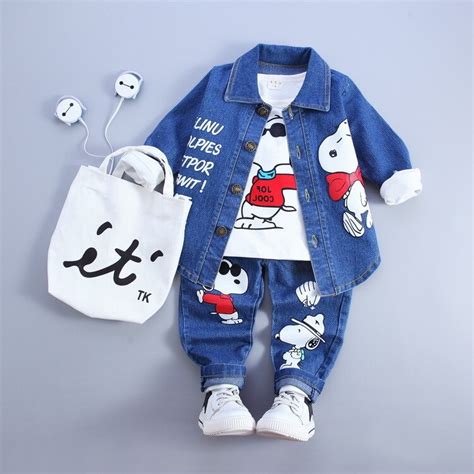 2016 Autumn New Baby Boys Clothing Set Jeans Shirts With Jeans Pants
