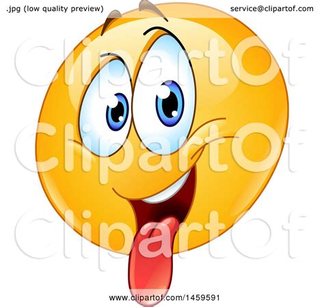 Clipart Of A Goofy Yellow Emoji Smiley Face Sticking His Tongue Out