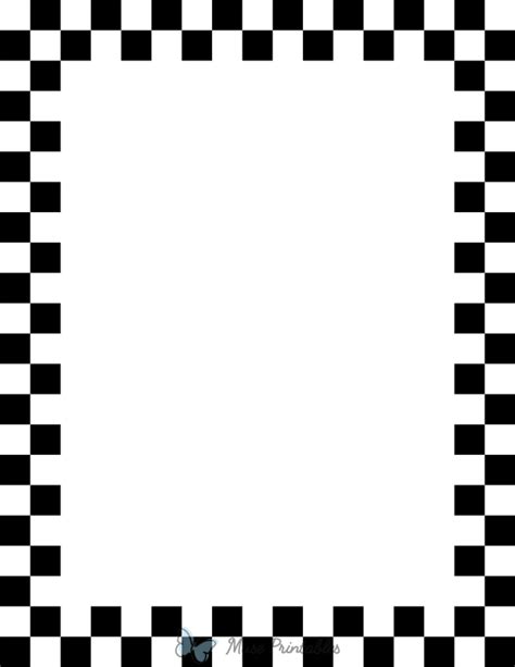 Printable Black And White Checkered Page Border 2f7