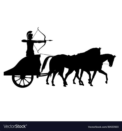 Roman Archer On An Ancient War Chariot Drawn Vector Image