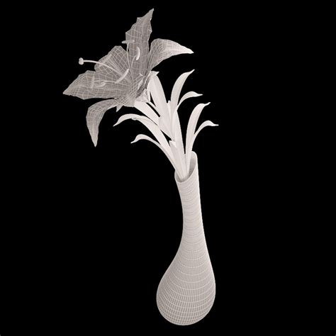 White Lily Vase Flower 3d Max