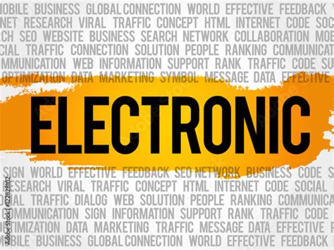 Electronic Word Cloud Collage Business Concept Background Stock