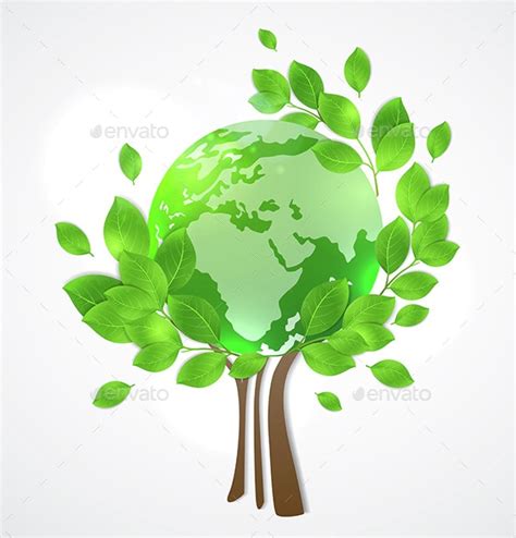 Planet Earth And Green Tree By Artness Graphicriver