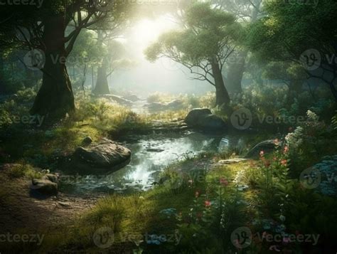 Glade In A Cinematic Magical Forest Ai Generative 24176570 Stock Photo