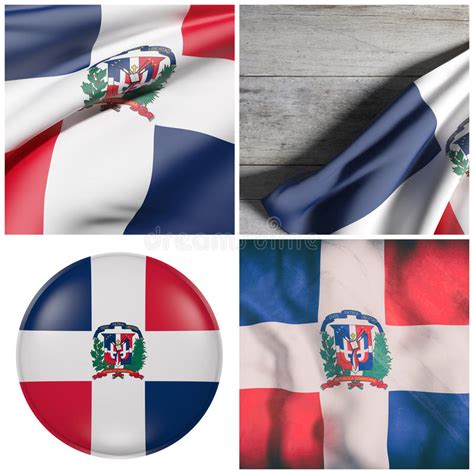 3d Rendering Of Dominican Republic Flag Waving On Blue Sky Background